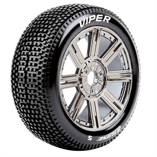 LOUISE RC B-VIPER 1/8 FR/RR SOFT HEX 17MM SPOKE/CHROME BL